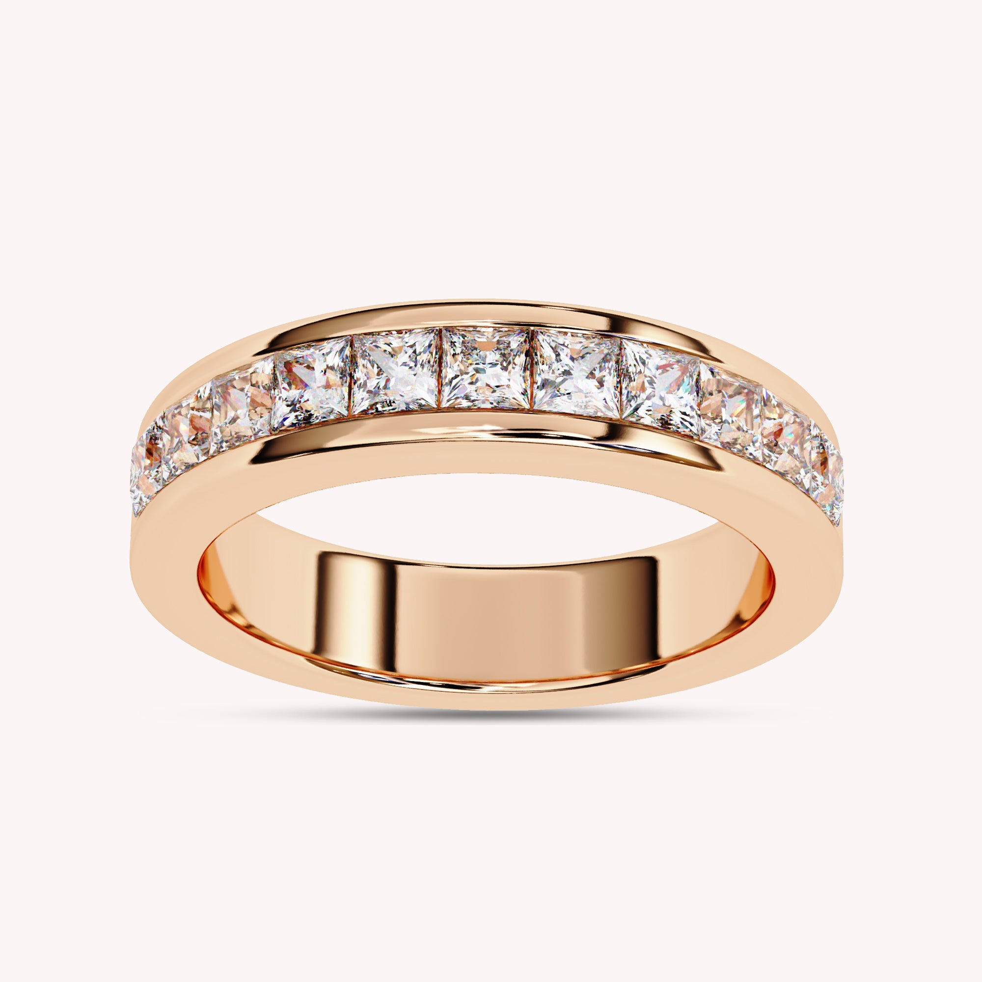 Lab Grown Diamond Channel Set Half Eternity Wedding Band Rings for Women