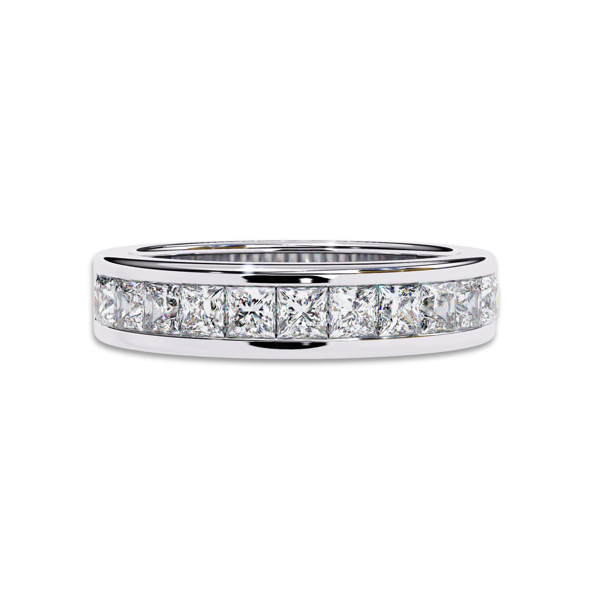 Lab Grown Diamond Channel Set Half Eternity Wedding Band Rings for Women