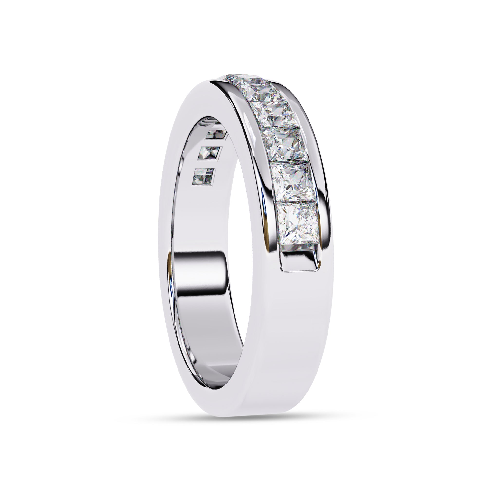 Lab Grown Diamond Channel Set Half Eternity Wedding Band Rings for Women