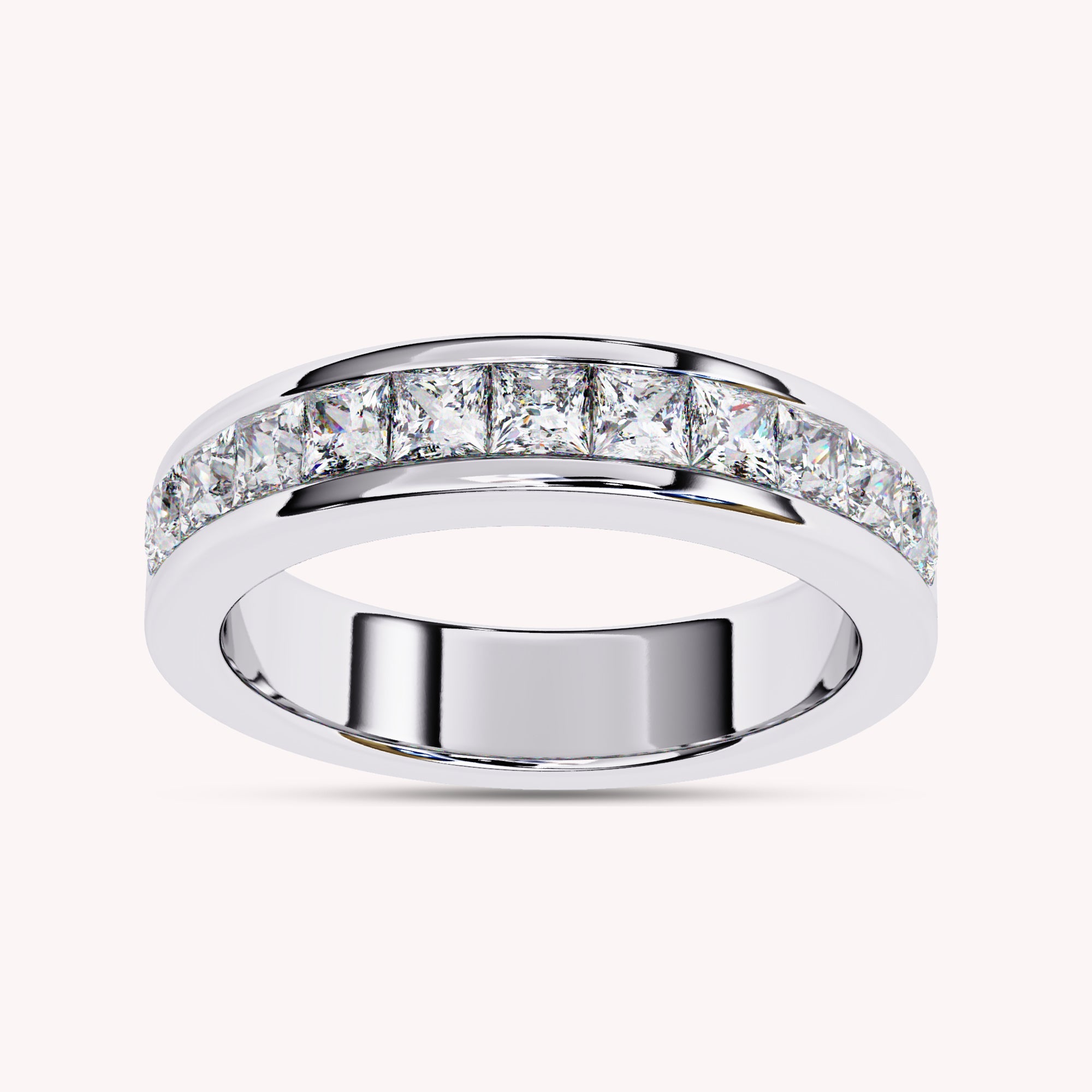 Lab Grown Diamond Channel Set Half Eternity Wedding Band Rings for Women