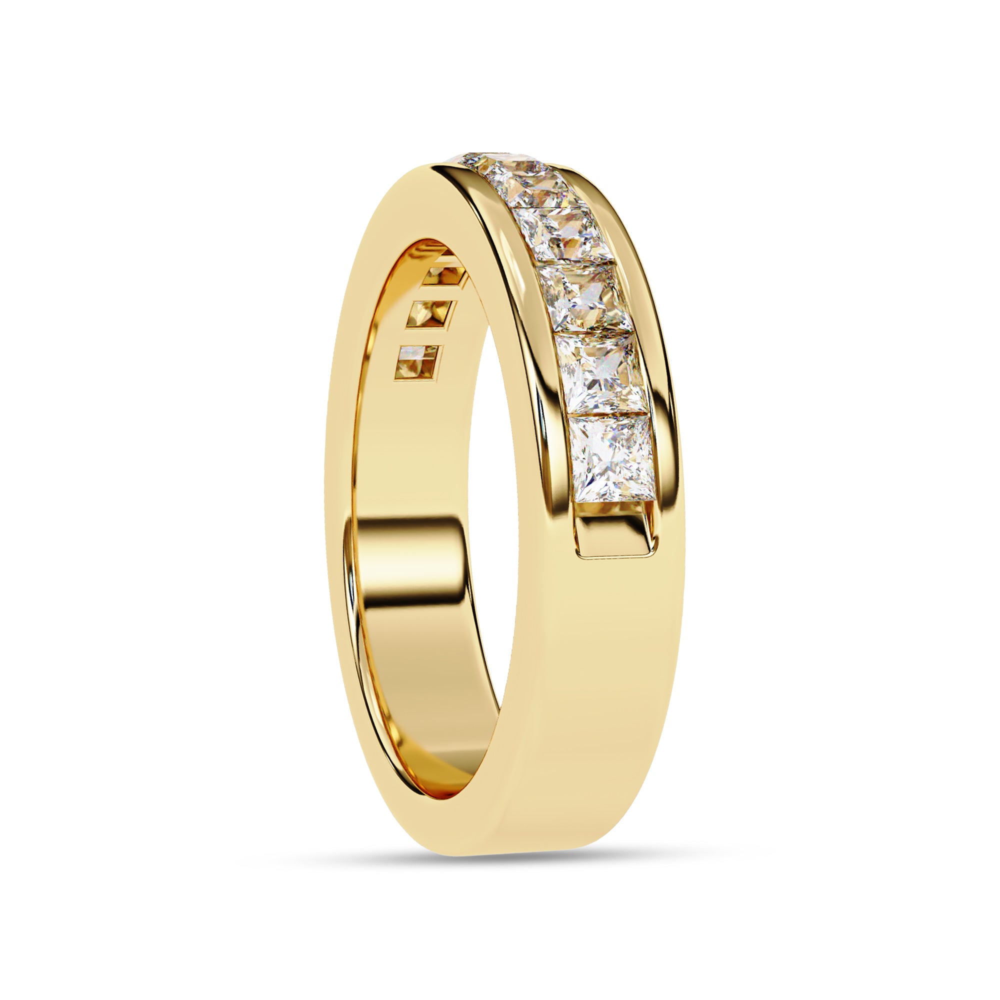 Lab Grown Diamond Channel Set Half Eternity Wedding Band Rings for Women