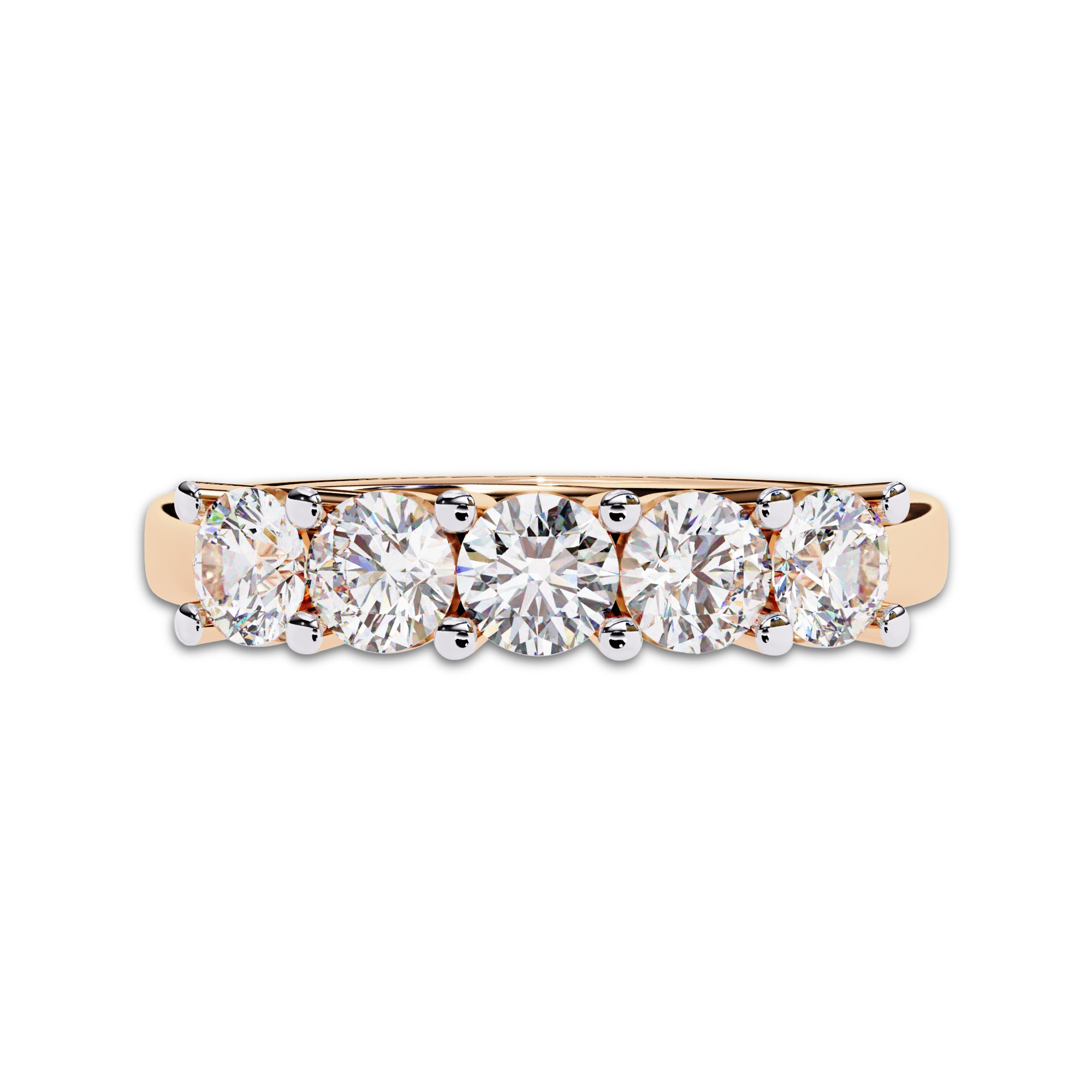 Lab Grown Diamond 5 Stone Wedding Band Rings for Women