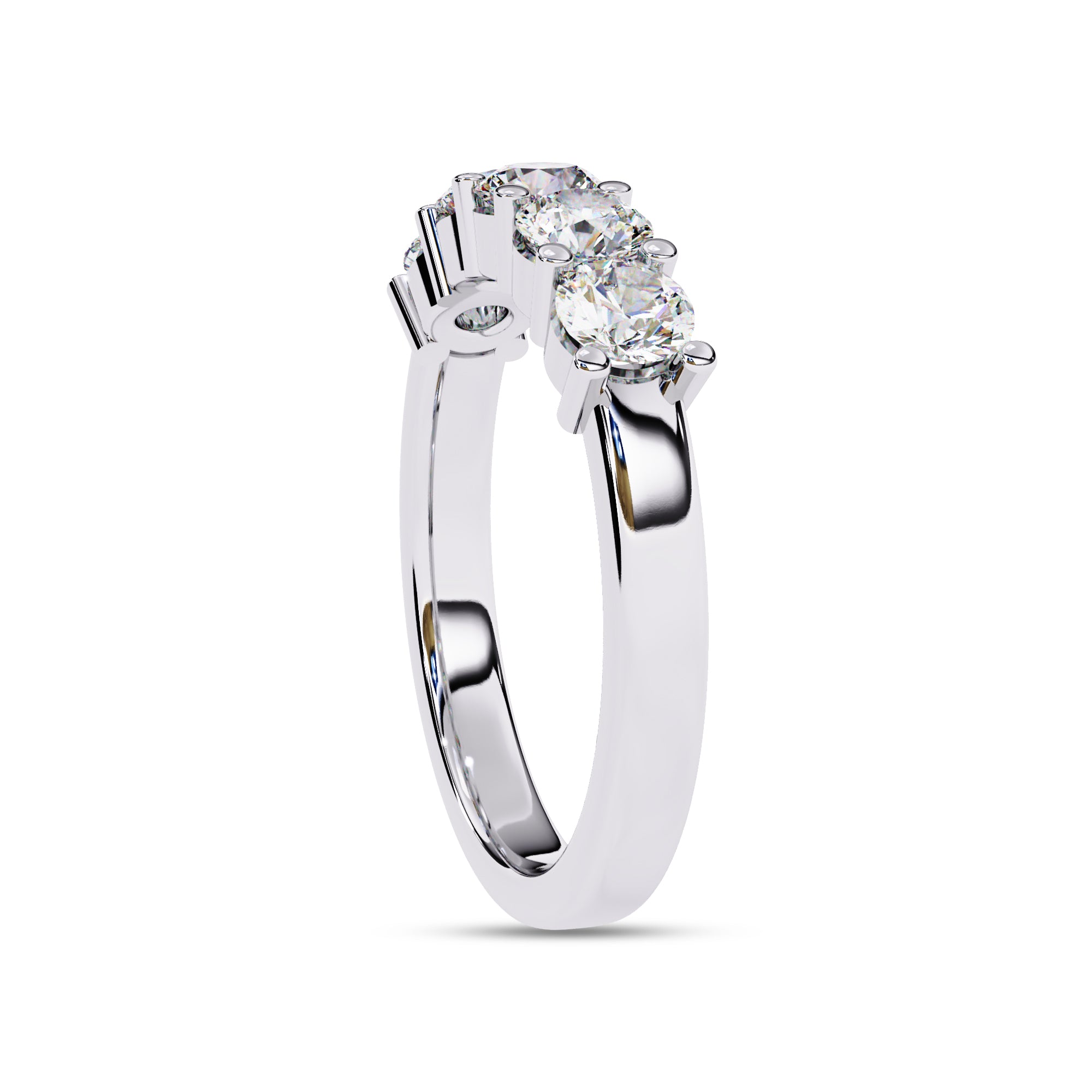 Lab Grown Diamond 5 Stone Wedding Band Rings for Women