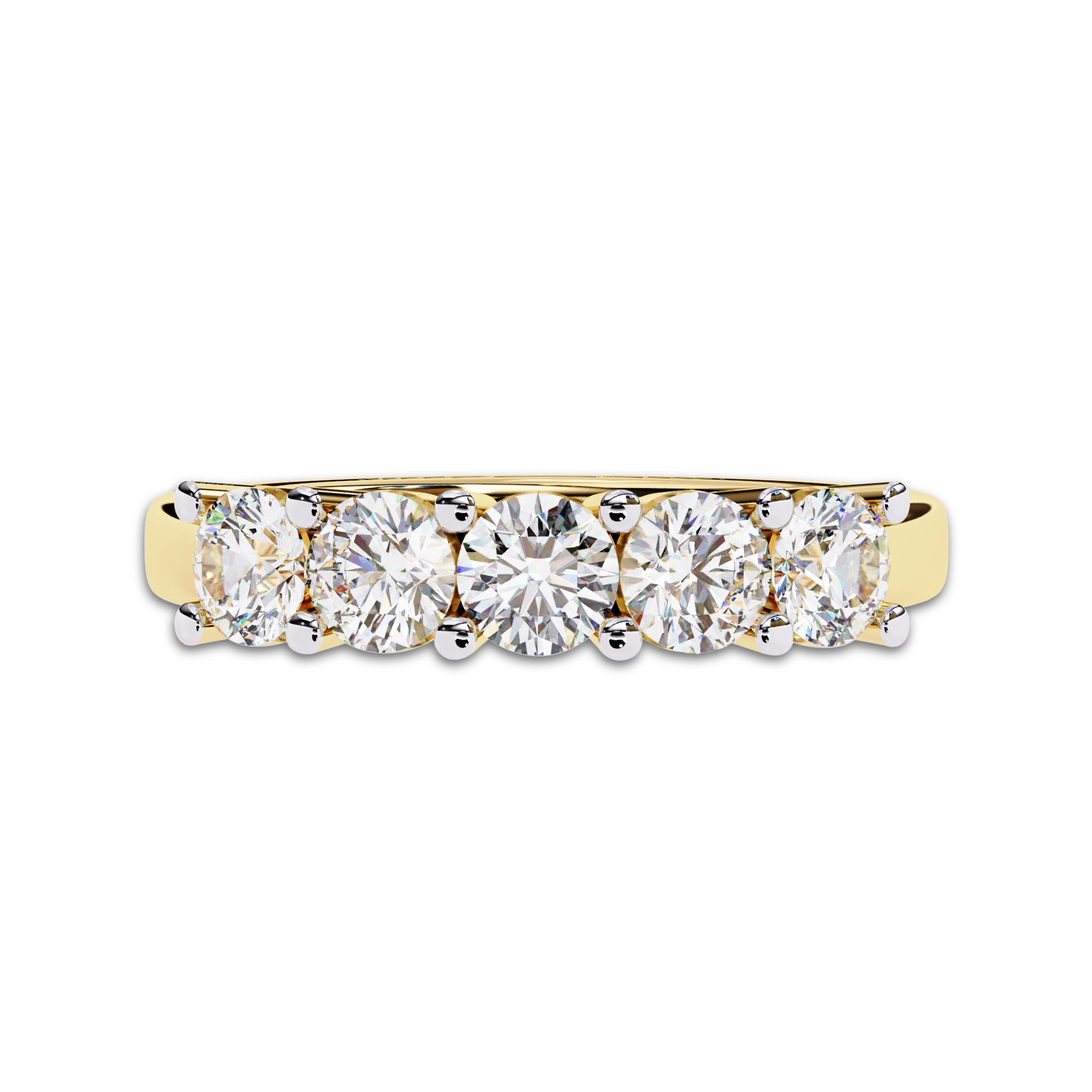 Lab Grown Diamond 5 Stone Wedding Band Rings for Women
