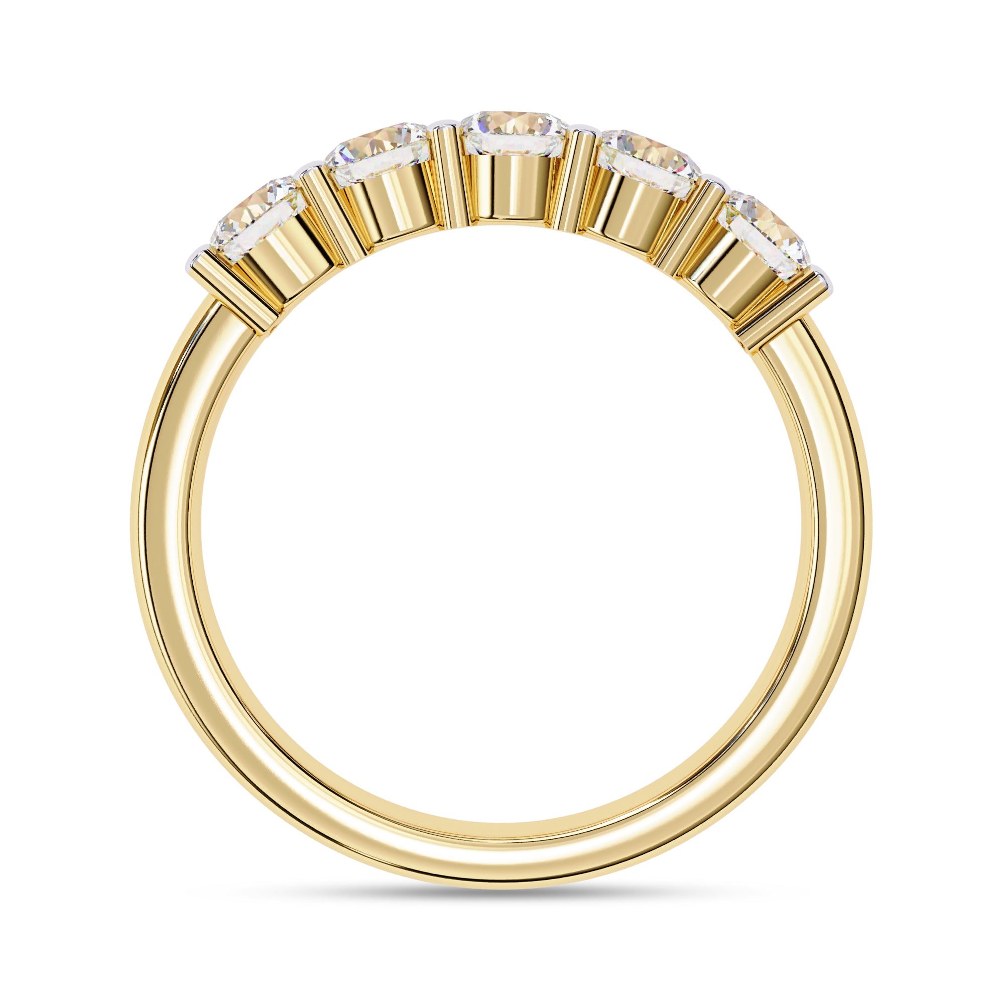 Lab Grown Diamond 5 Stone Wedding Band Rings for Women