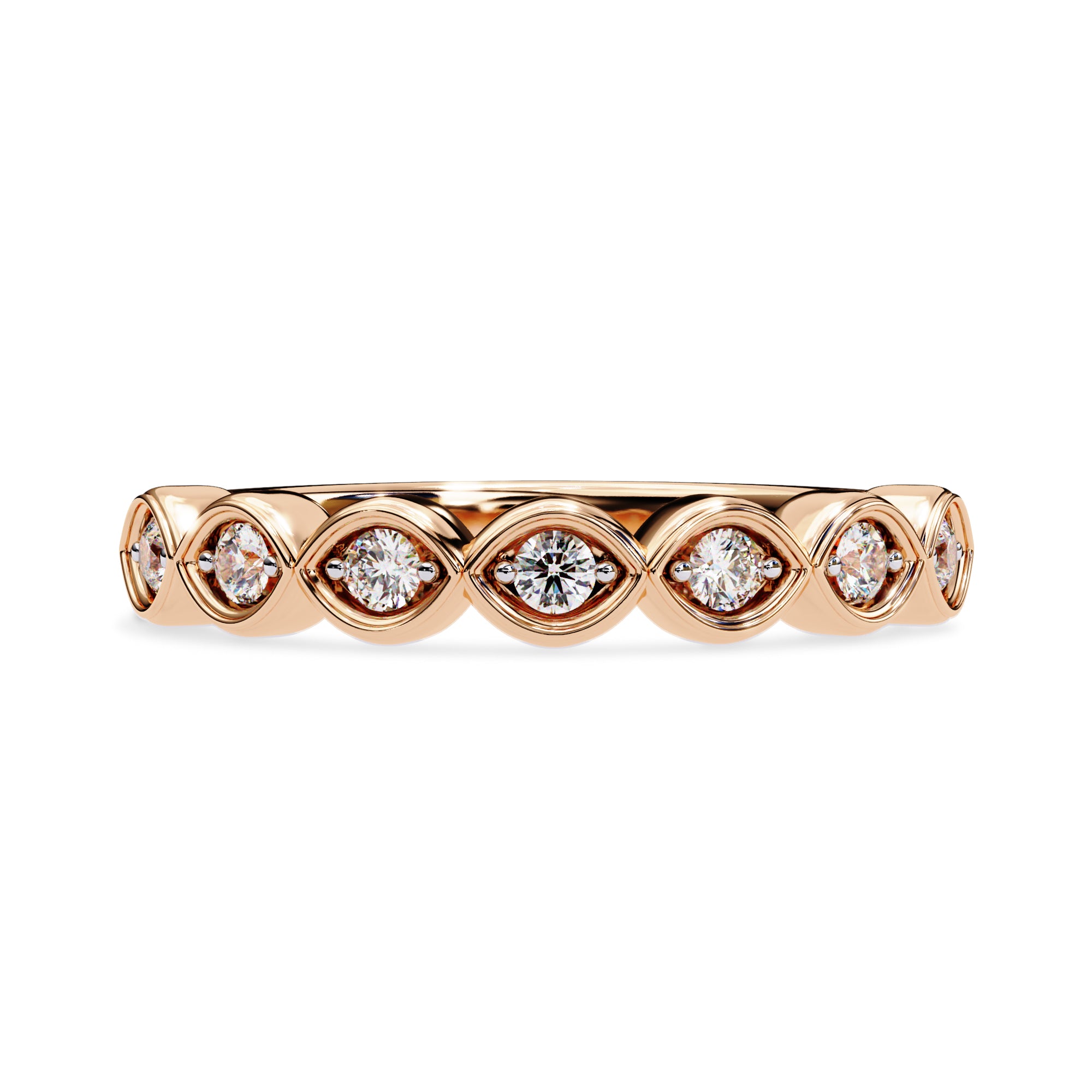 7 Stone Half Eternity Wedding Band Rings for Women