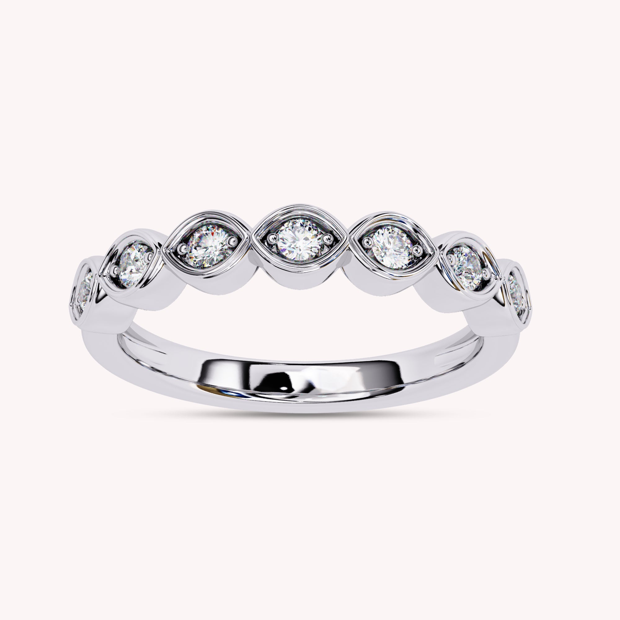7 Stone Half Eternity Wedding Band Rings for Women