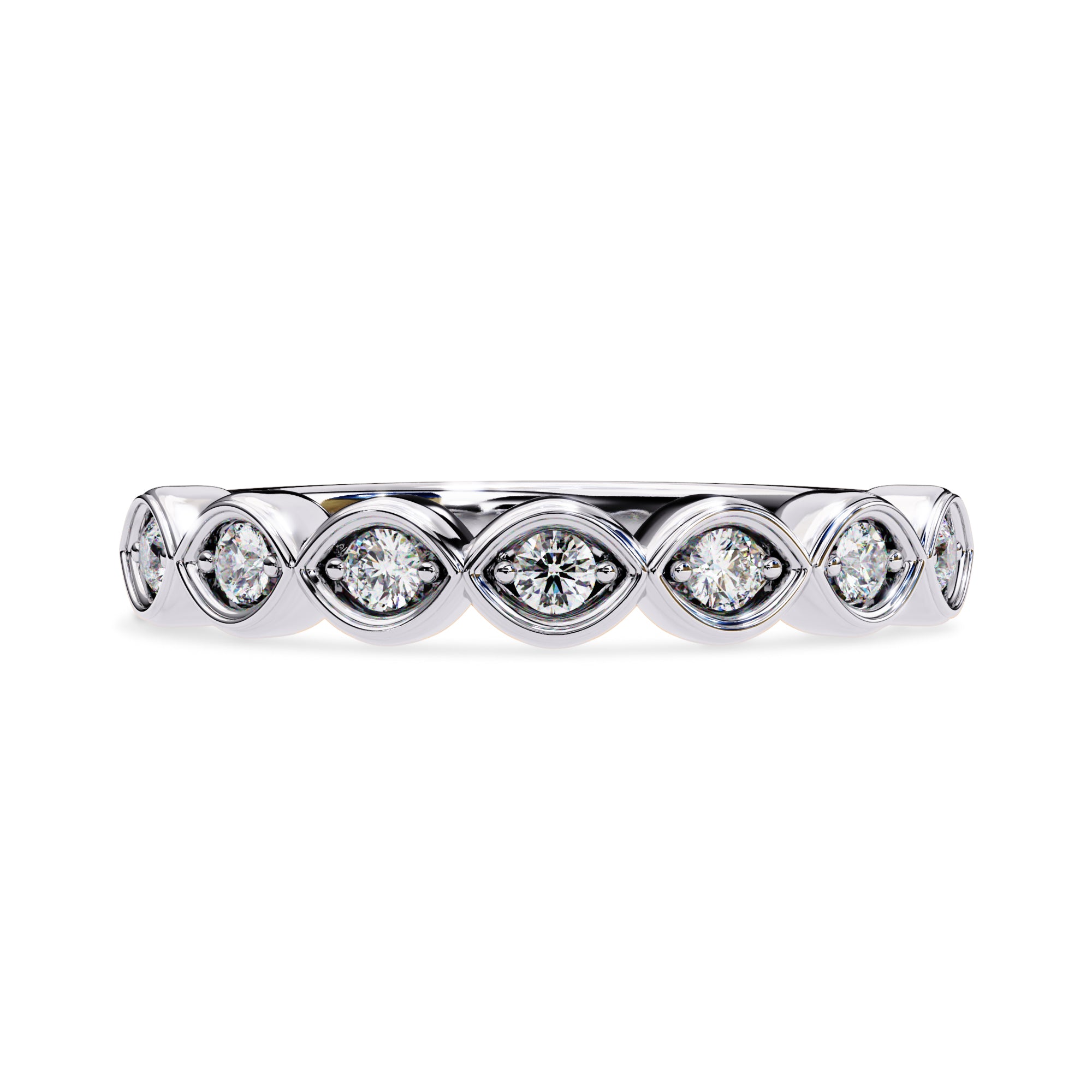7 Stone Half Eternity Wedding Band Rings for Women