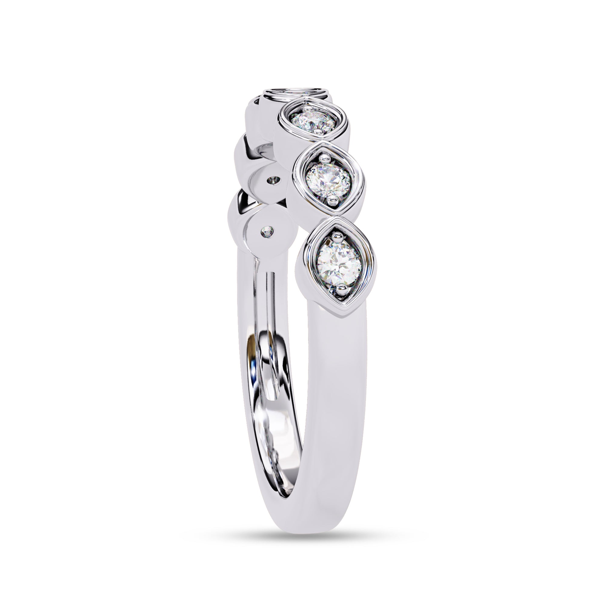 7 Stone Half Eternity Wedding Band Rings for Women