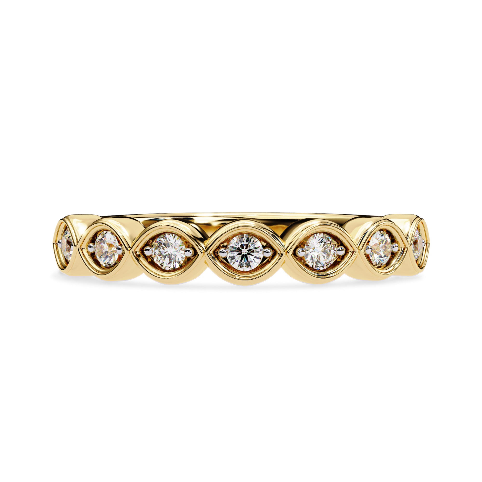7 Stone Half Eternity Wedding Band Rings for Women