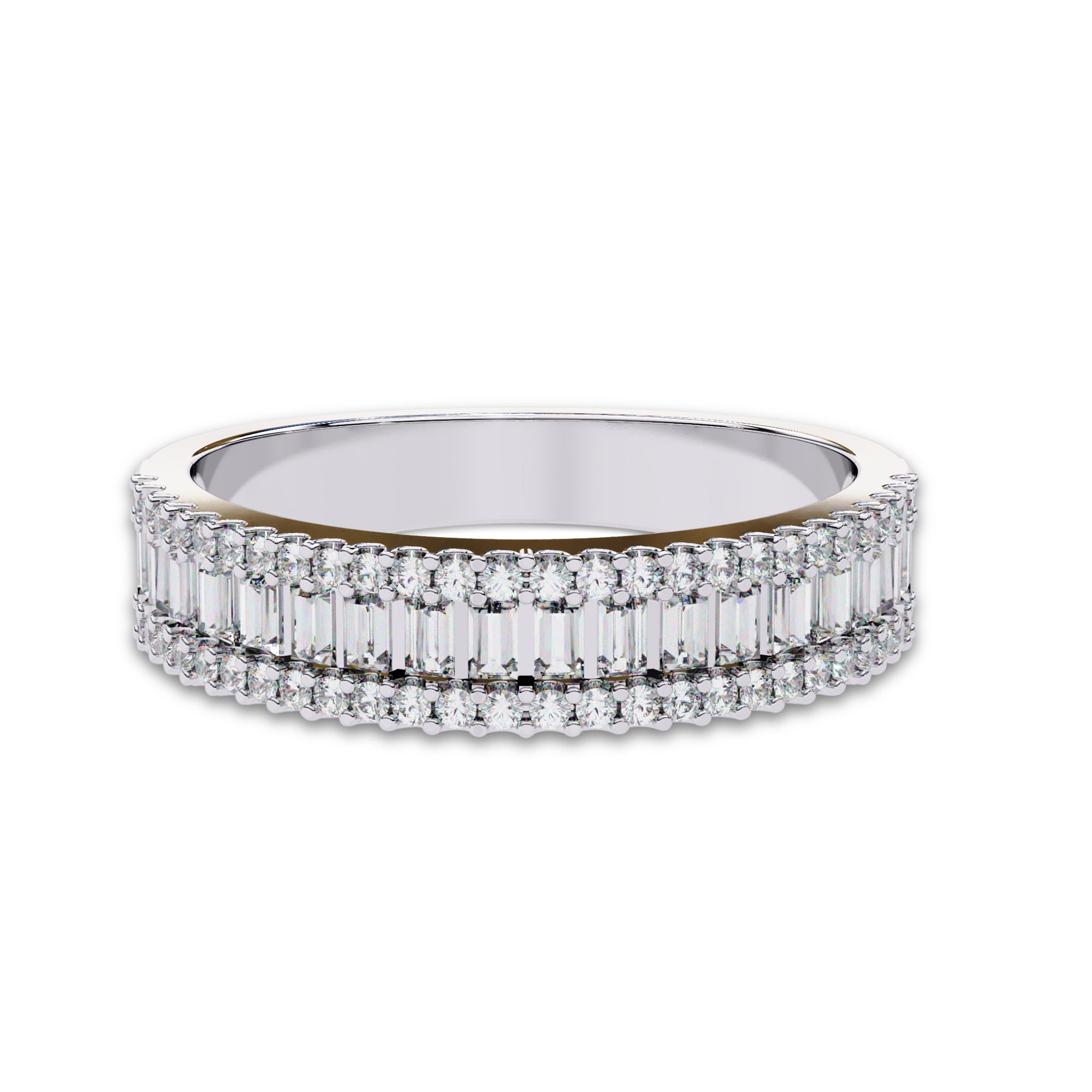 Baguette and Round Cut Lab Grown Diamond Anniversary Ring