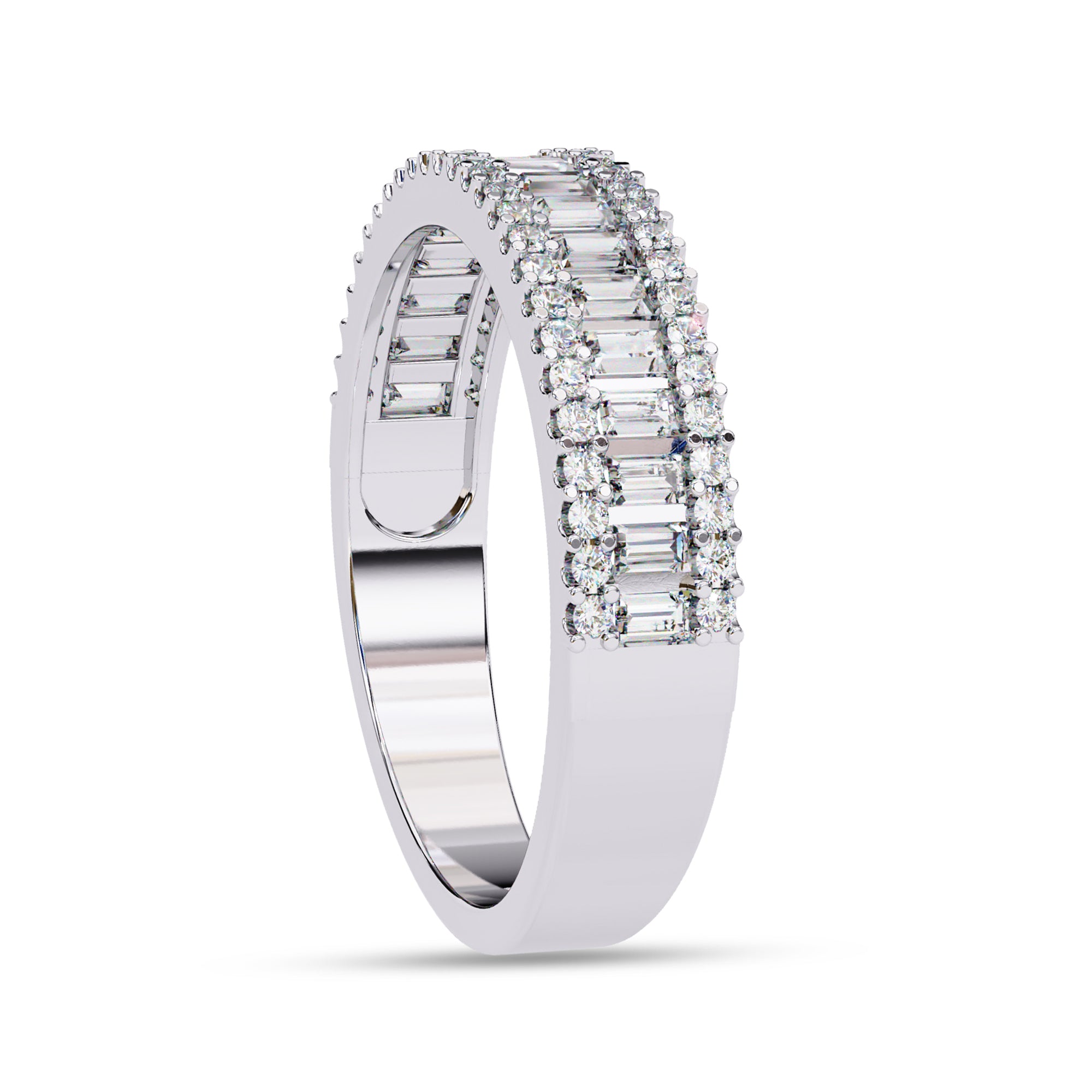 Baguette and Round Cut Lab Grown Diamond Anniversary Ring