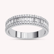 Baguette and Round Cut Lab Grown Diamond Anniversary Ring