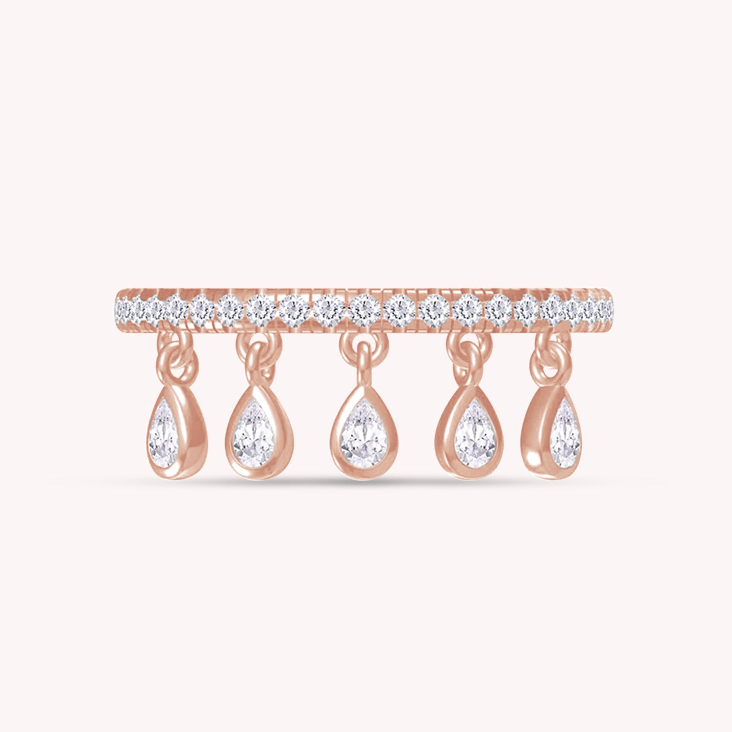 Lab Grown Dangling Diamond Charm Ring