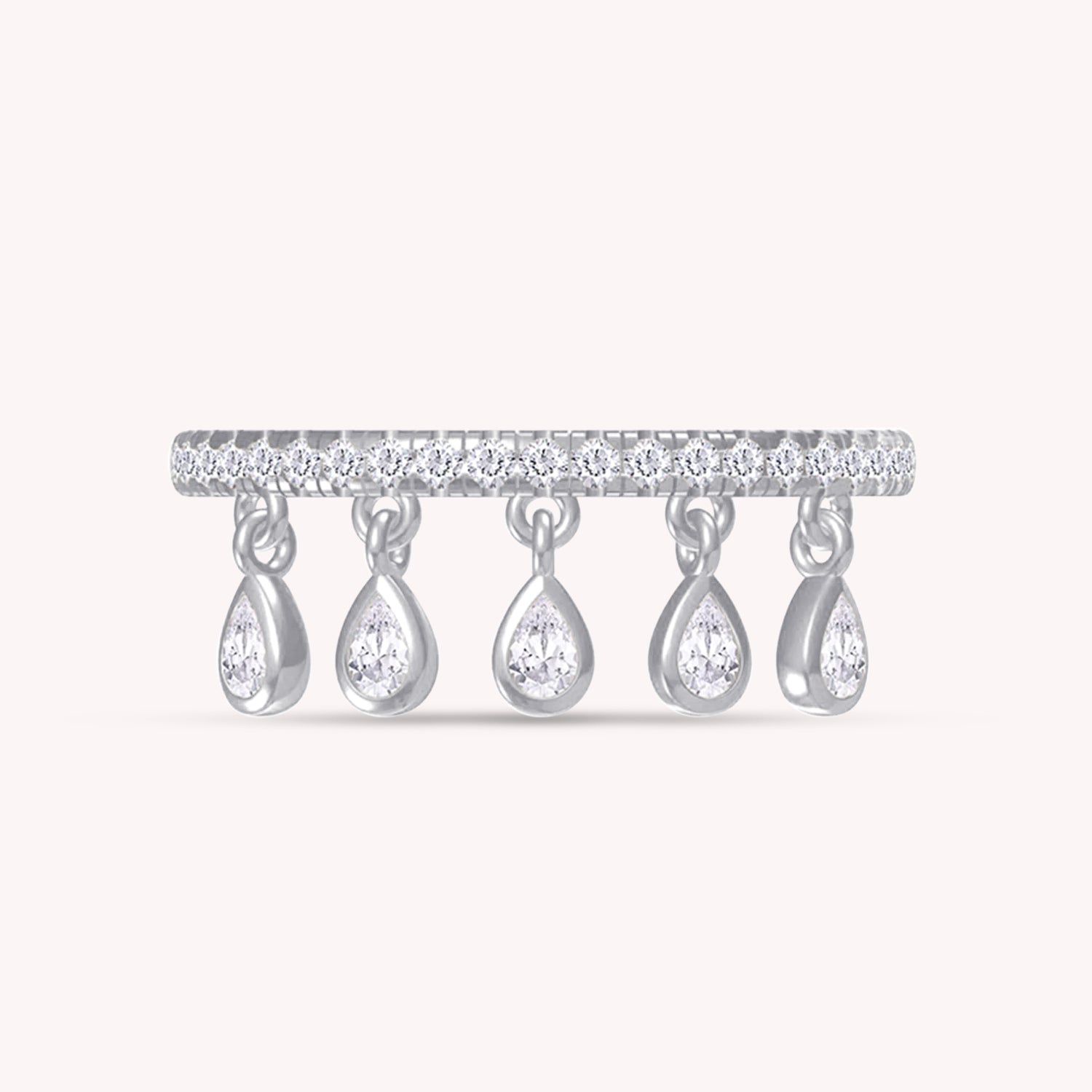 Lab Grown Dangling Diamond Charm Ring