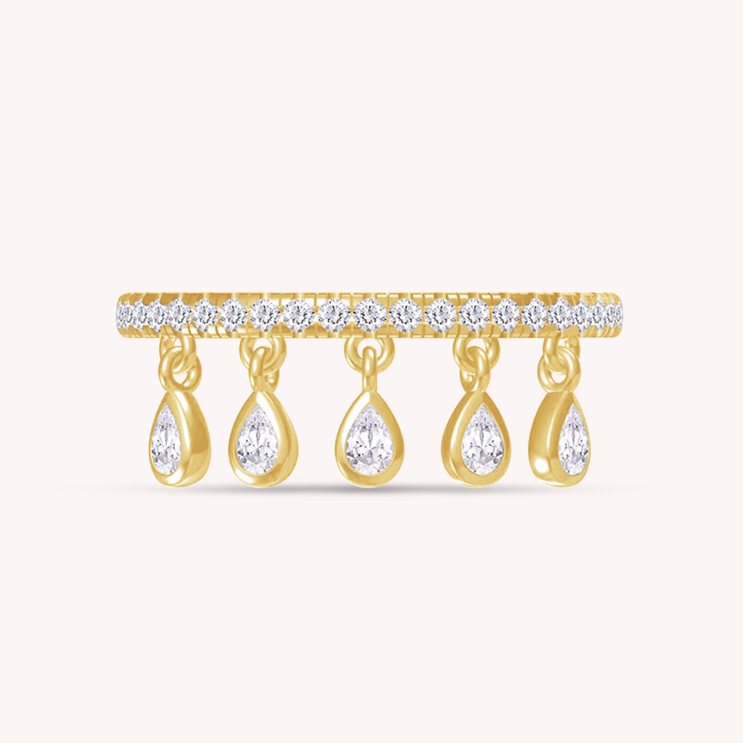 Lab Grown Dangling Diamond Charm Ring