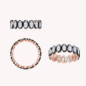 Two Tone Full Eternity Ring In Oval Cut Lab Created Moissanite