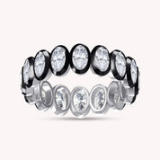 Two Tone Full Eternity Ring In Oval Cut Lab Created Moissanite