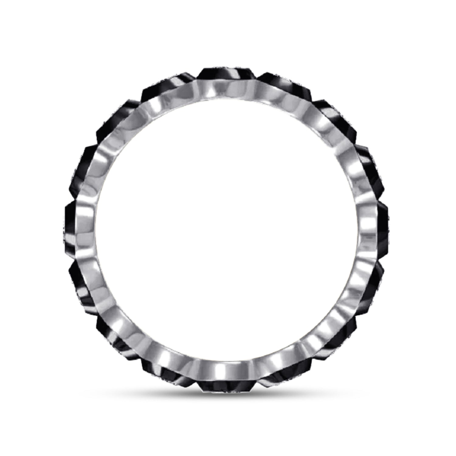 Two Tone Full Eternity Ring In Oval Cut Lab Created Moissanite