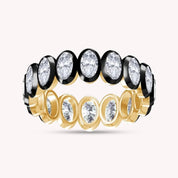 Two Tone Full Eternity Ring In Oval Cut Lab Created Moissanite