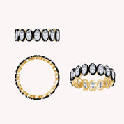 Two Tone Full Eternity Ring In Oval Cut Lab Created Moissanite