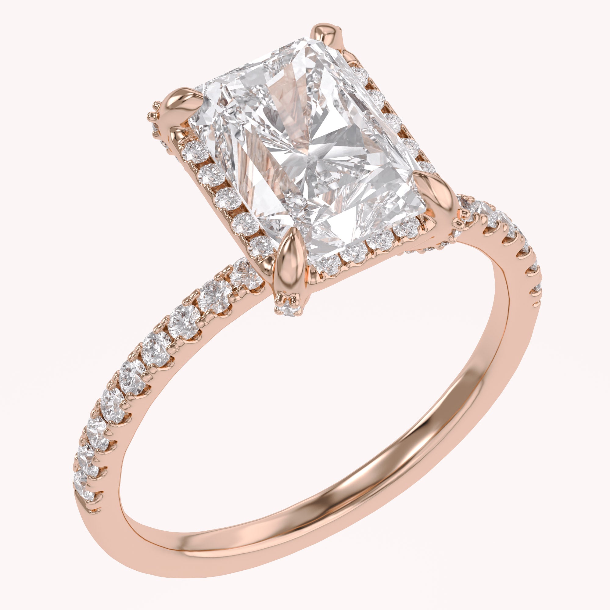 3.40 TCW Halo Engagement Ring Radiant Cut Lab Grown Diamond