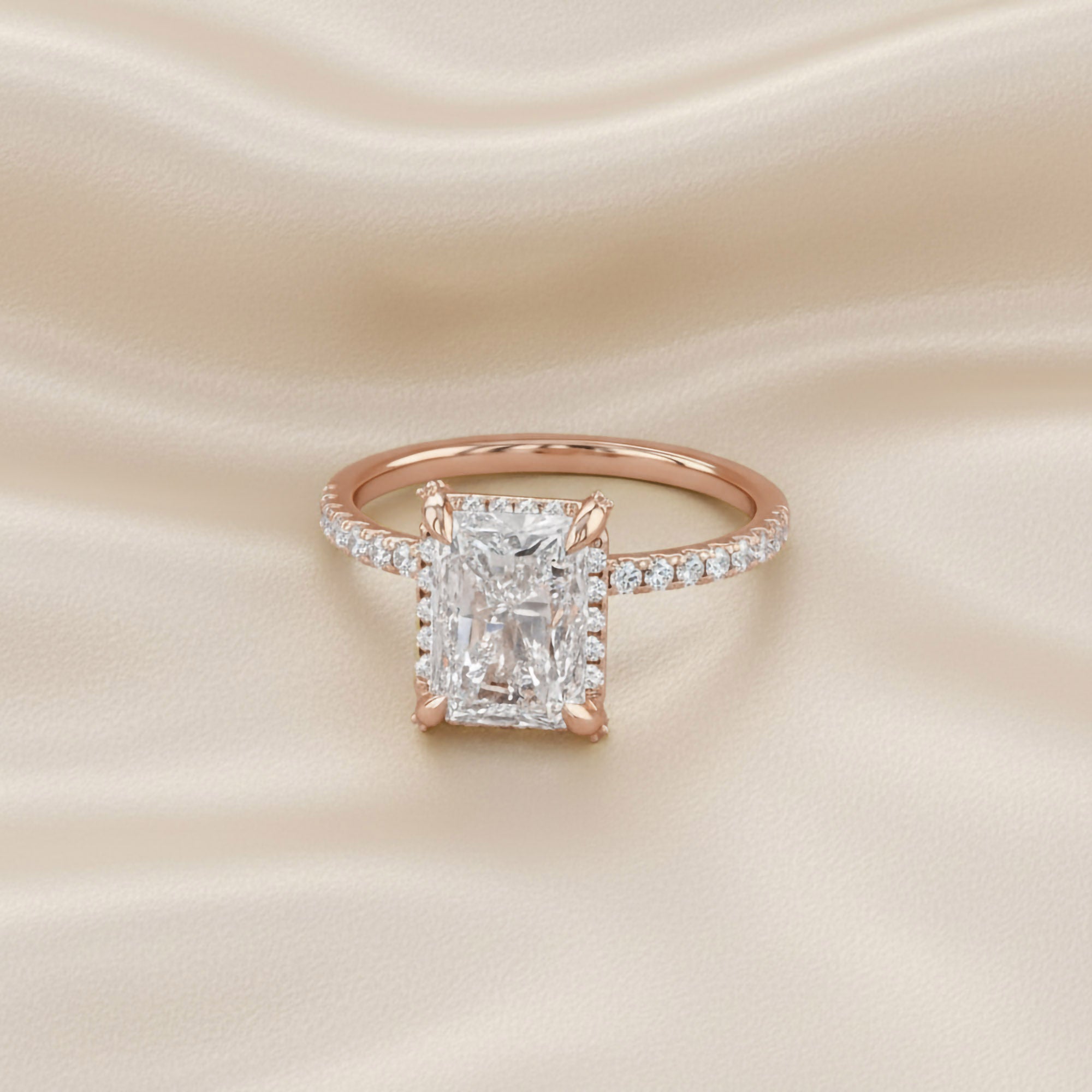 3.40 TCW Halo Engagement Ring Radiant Cut Lab Grown Diamond