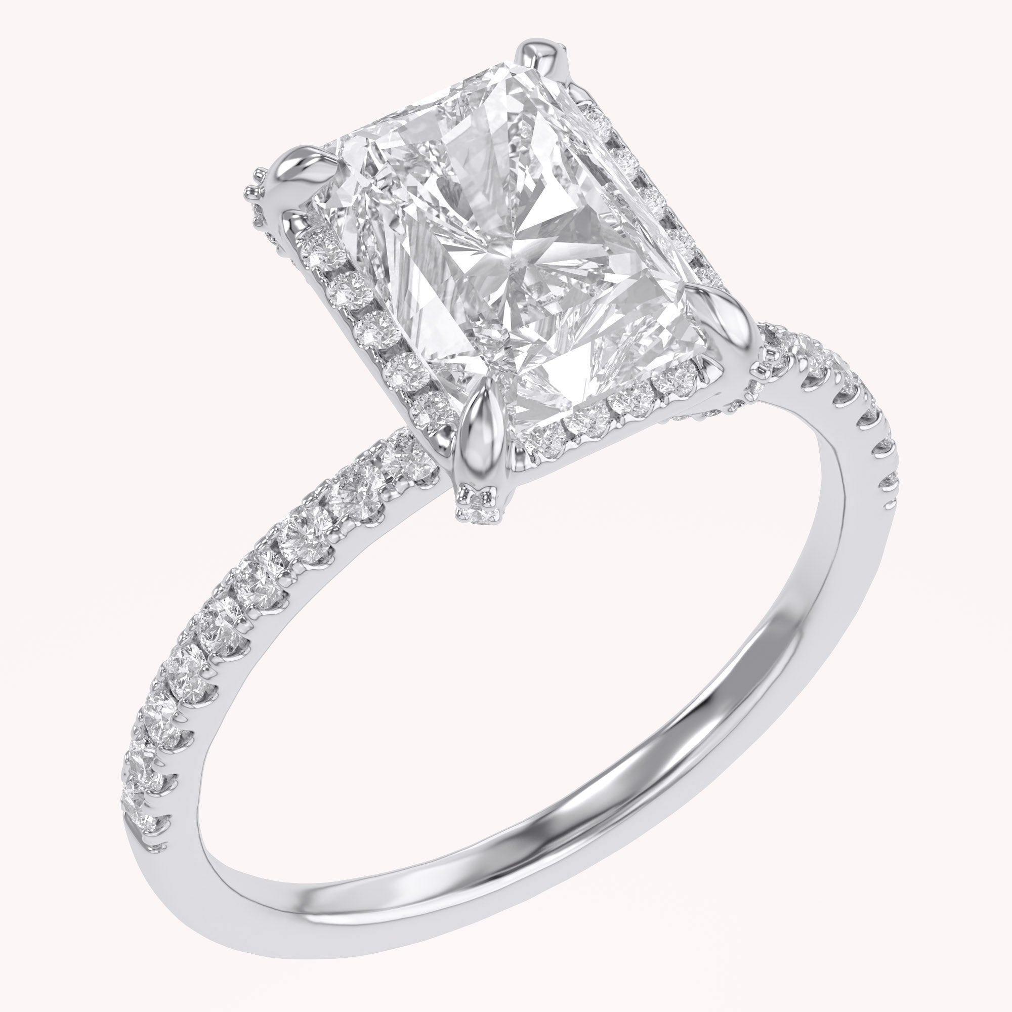 3.40 TCW Halo Engagement Ring Radiant Cut Lab Grown Diamond