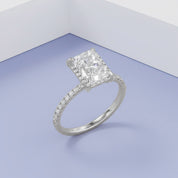 3.40 TCW Halo Engagement Ring Radiant Cut Lab Grown Diamond