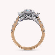 Three Stone Radiant Cut Lab Grown Diamond Engagement Ring