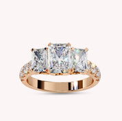 Three Stone Radiant Cut Lab Grown Diamond Engagement Ring