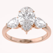 Three Stone Engagement Ring Pear Cut Lab Grown Diamond