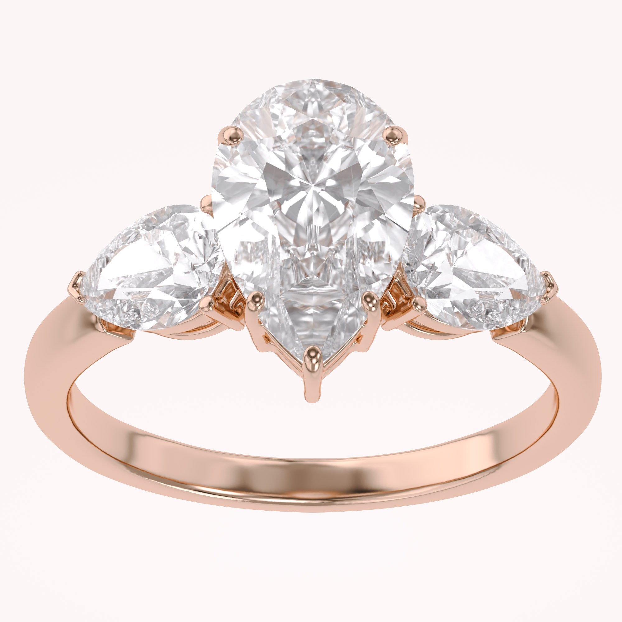 Three Stone Engagement Ring Pear Cut Lab Grown Diamond