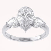 Three Stone Engagement Ring Pear Cut Lab Grown Diamond