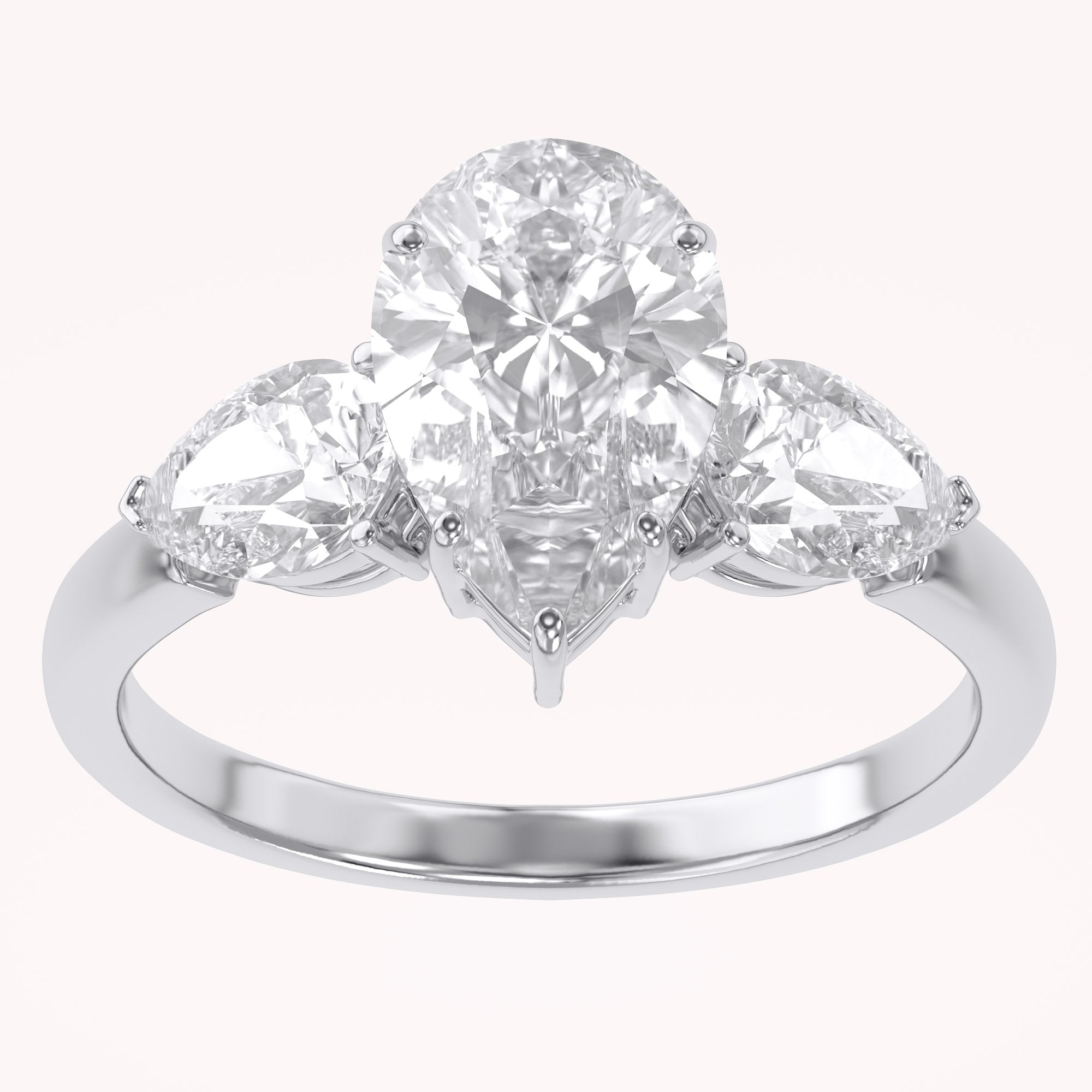 Three Stone Engagement Ring Pear Cut Lab Grown Diamond