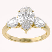 Three Stone Engagement Ring Pear Cut Lab Grown Diamond