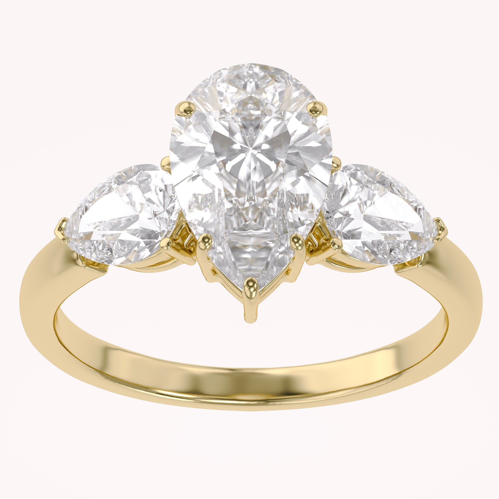 Three Stone Engagement Ring Pear Cut Lab Grown Diamond