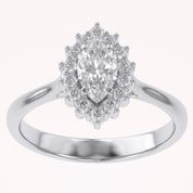Halo Cluster Engagement Ring Marquise and Round Lab Grown Diamond
