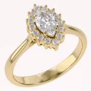 Halo Cluster Engagement Ring Marquise and Round Lab Grown Diamond