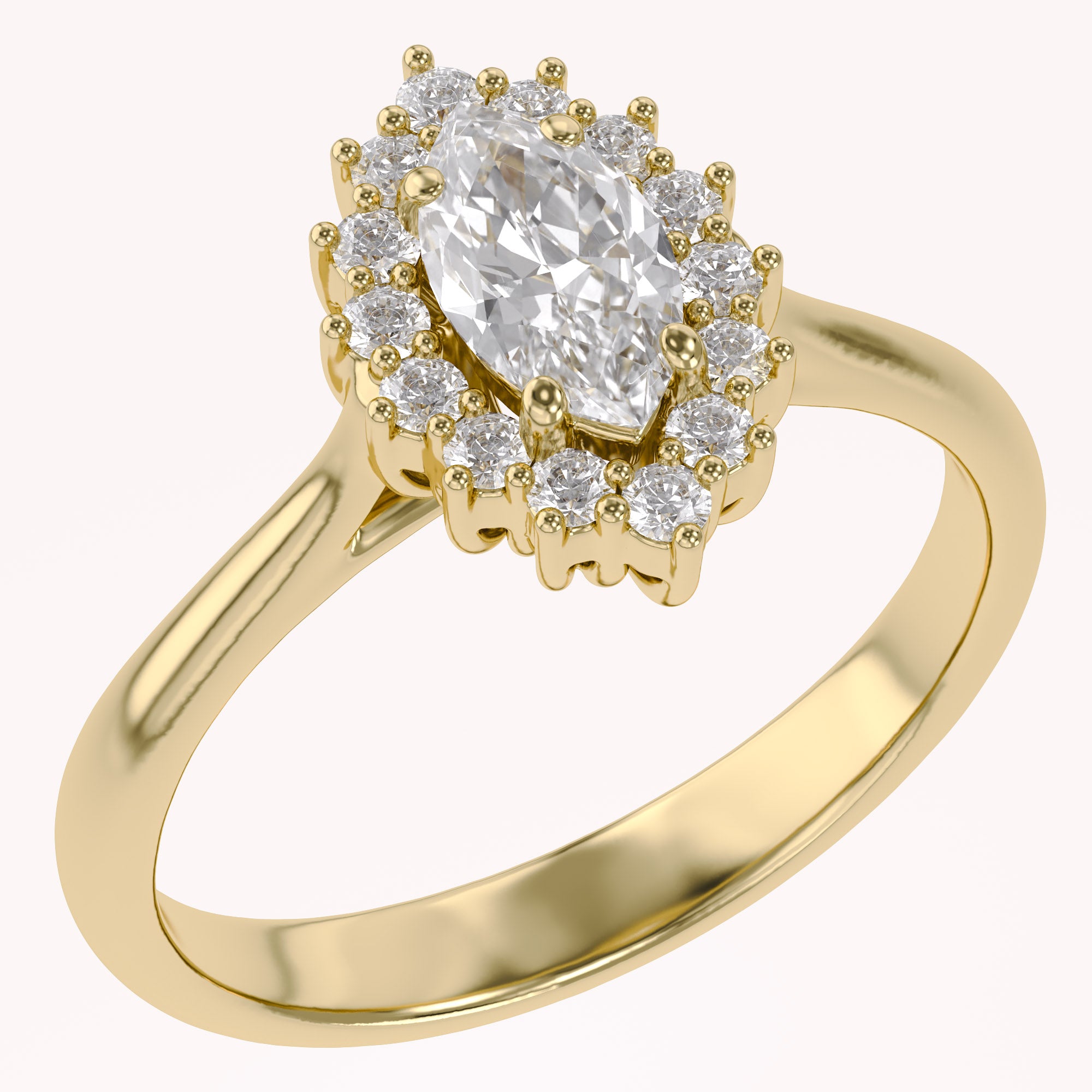 Halo Cluster Engagement Ring Marquise and Round Lab Grown Diamond