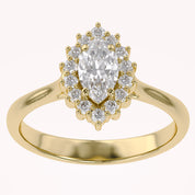Halo Cluster Engagement Ring Marquise and Round Lab Grown Diamond