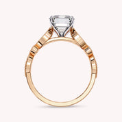 Emerald Cut Beaded Lab Grown Diamond Engagement Ring