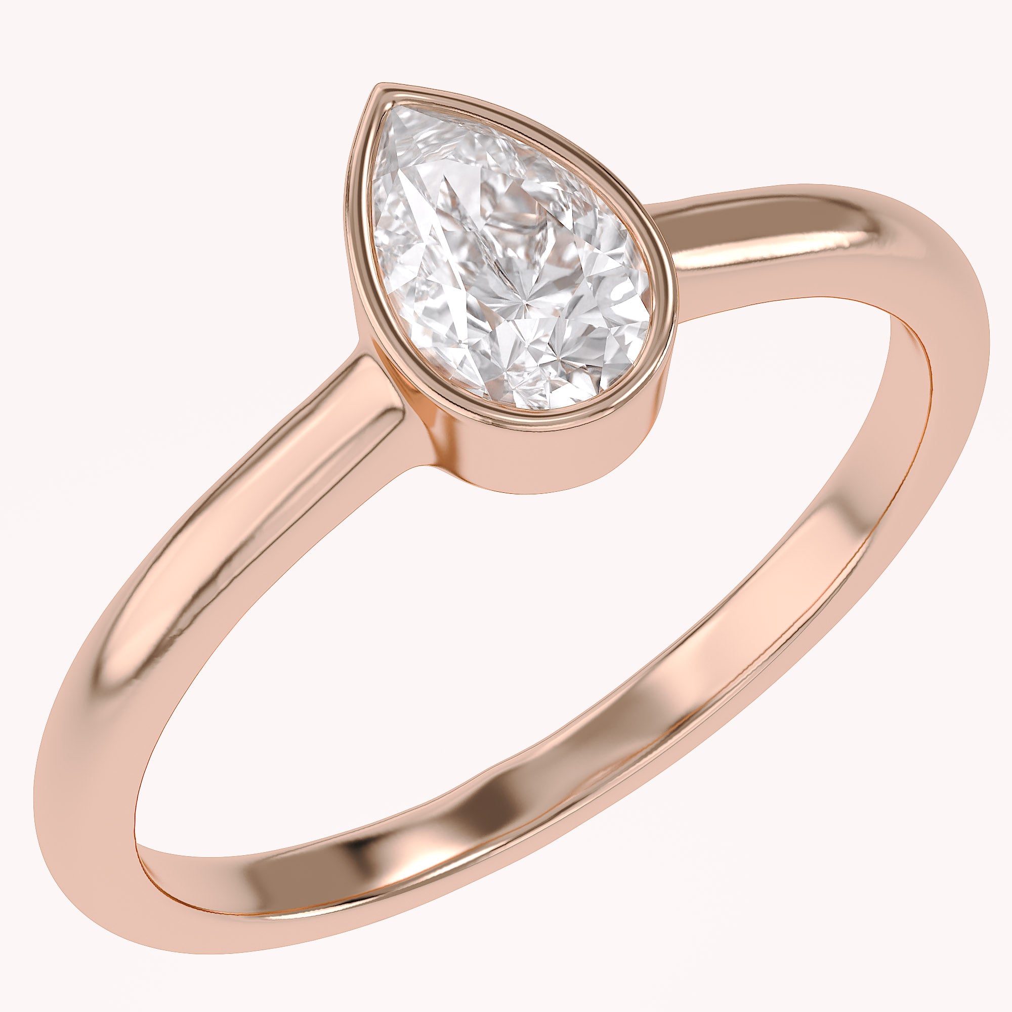 Zelie Pear Cut Bezel Set Lab Grown Diamond Engagement Ring