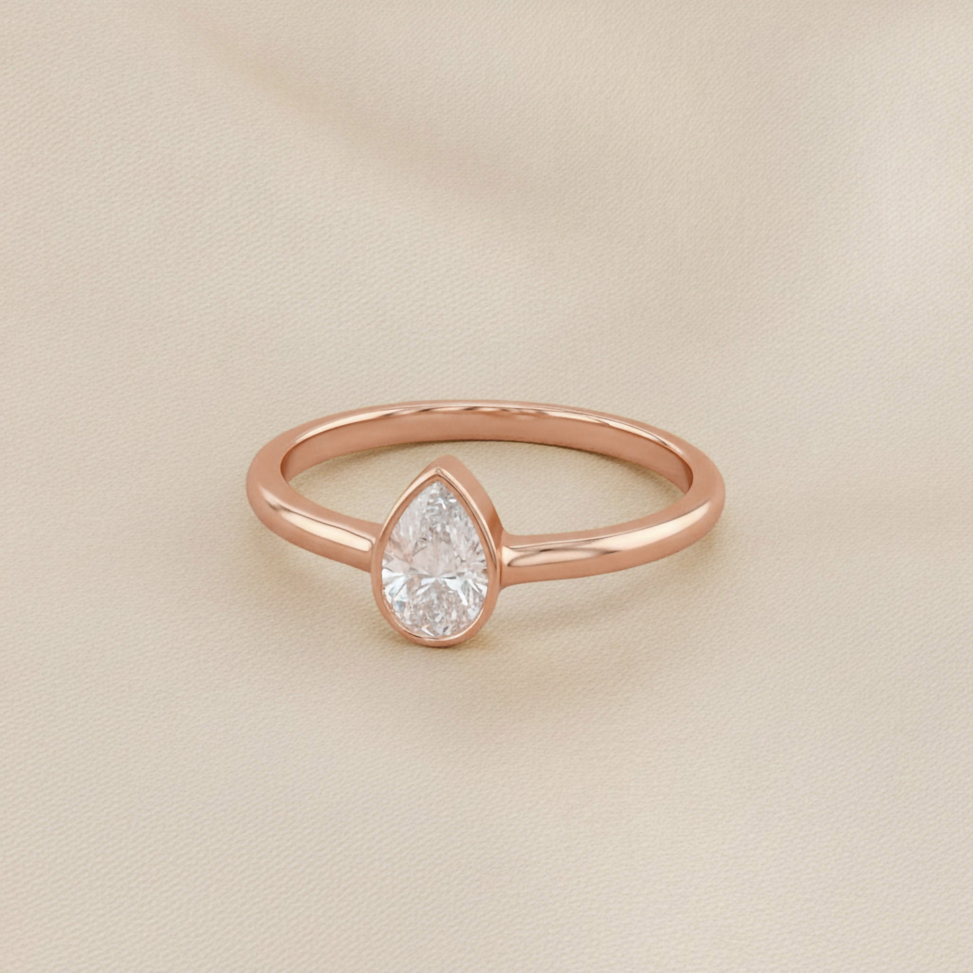 Zelie Pear Cut Bezel Set Lab Grown Diamond Engagement Ring