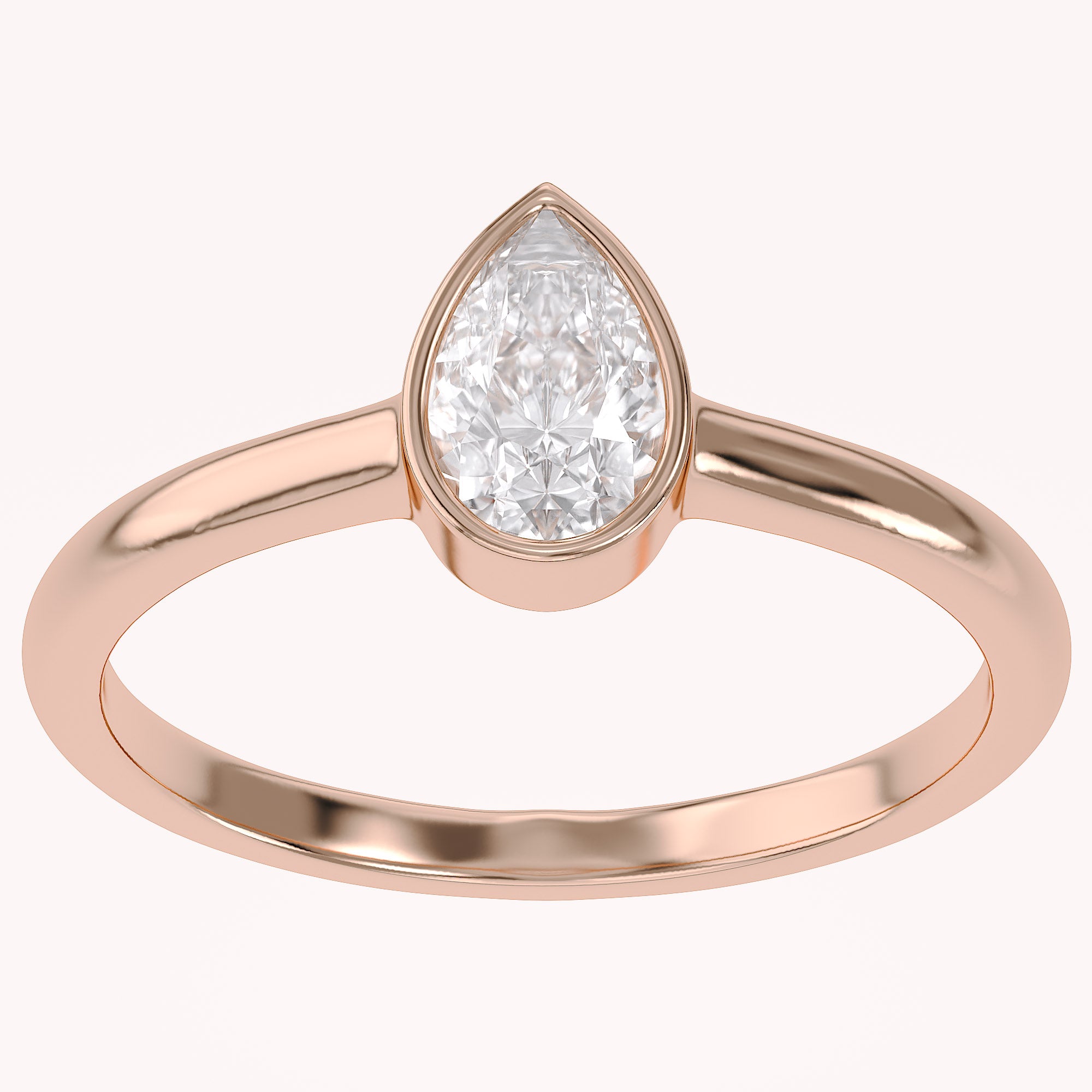 Zelie Pear Cut Bezel Set Lab Grown Diamond Engagement Ring