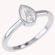 Zelie Pear Cut Bezel Set Lab Grown Diamond Engagement Ring
