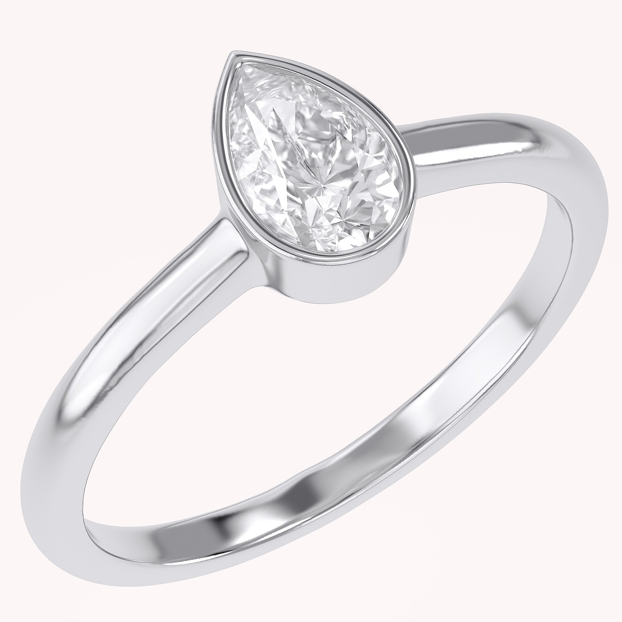 Zelie Pear Cut Bezel Set Lab Grown Diamond Engagement Ring