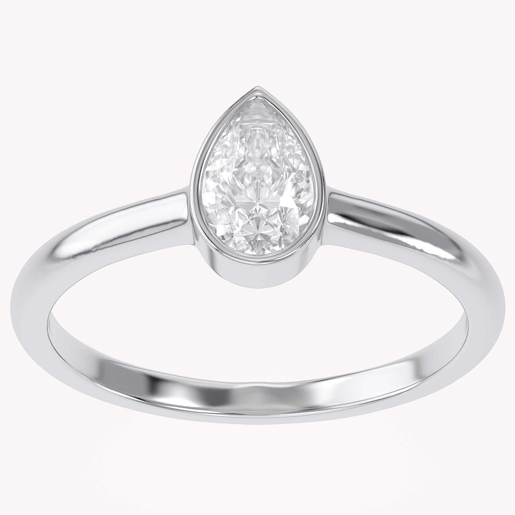 Zelie Pear Cut Bezel Set Lab Grown Diamond Engagement Ring