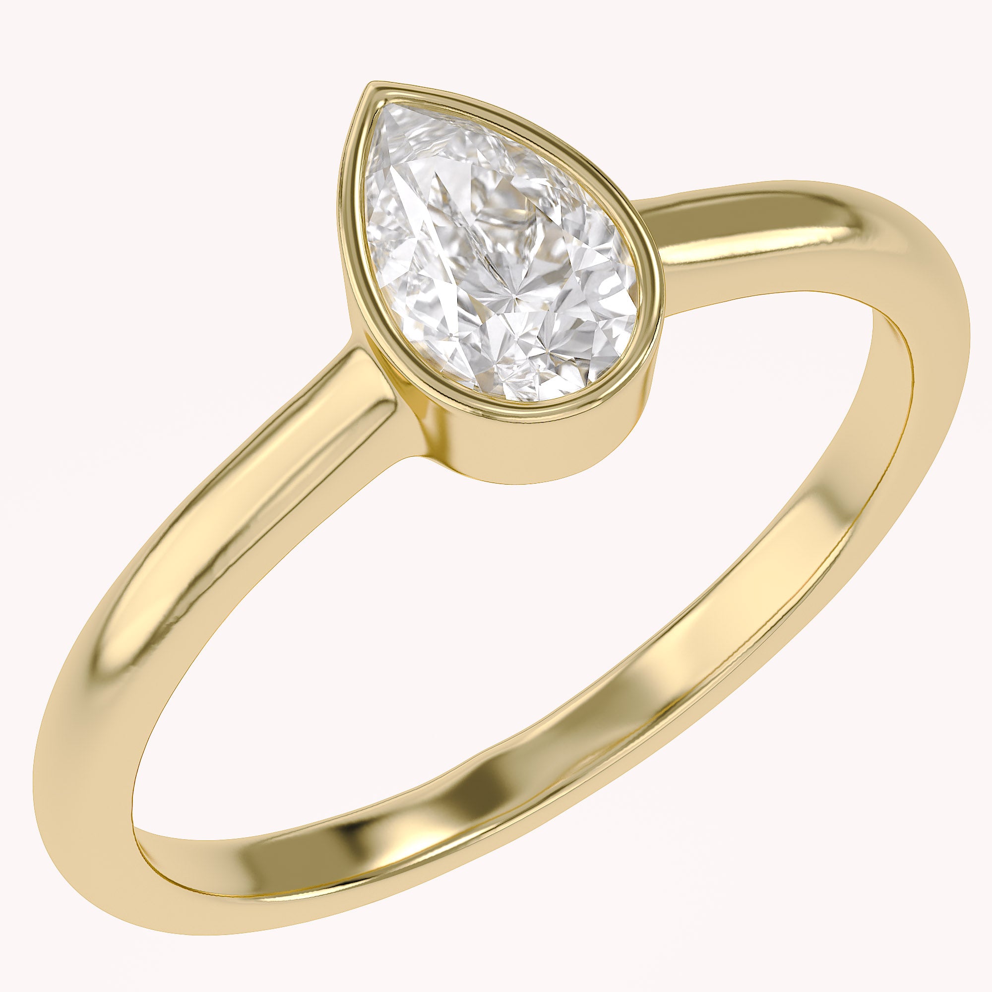 Zelie Pear Cut Bezel Set Lab Grown Diamond Engagement Ring