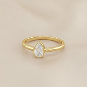 Zelie Pear Cut Bezel Set Lab Grown Diamond Engagement Ring